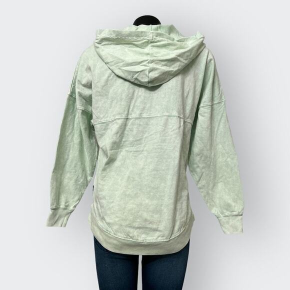 Spirit Jersey NEW Unisex XS/S/M Oversized Acid Dye Hooded Tee Long Sleeve Green - Picture 3 of 8